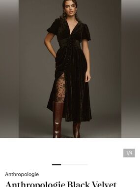 New with tags Anthropologie Katerina Black Velvet Dress- Small, retails $180